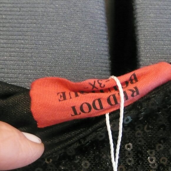 Red Dot Boutique Plus Size Long Sleeves Wrapped V Neck Sequins Dress - Picture 9 of 12